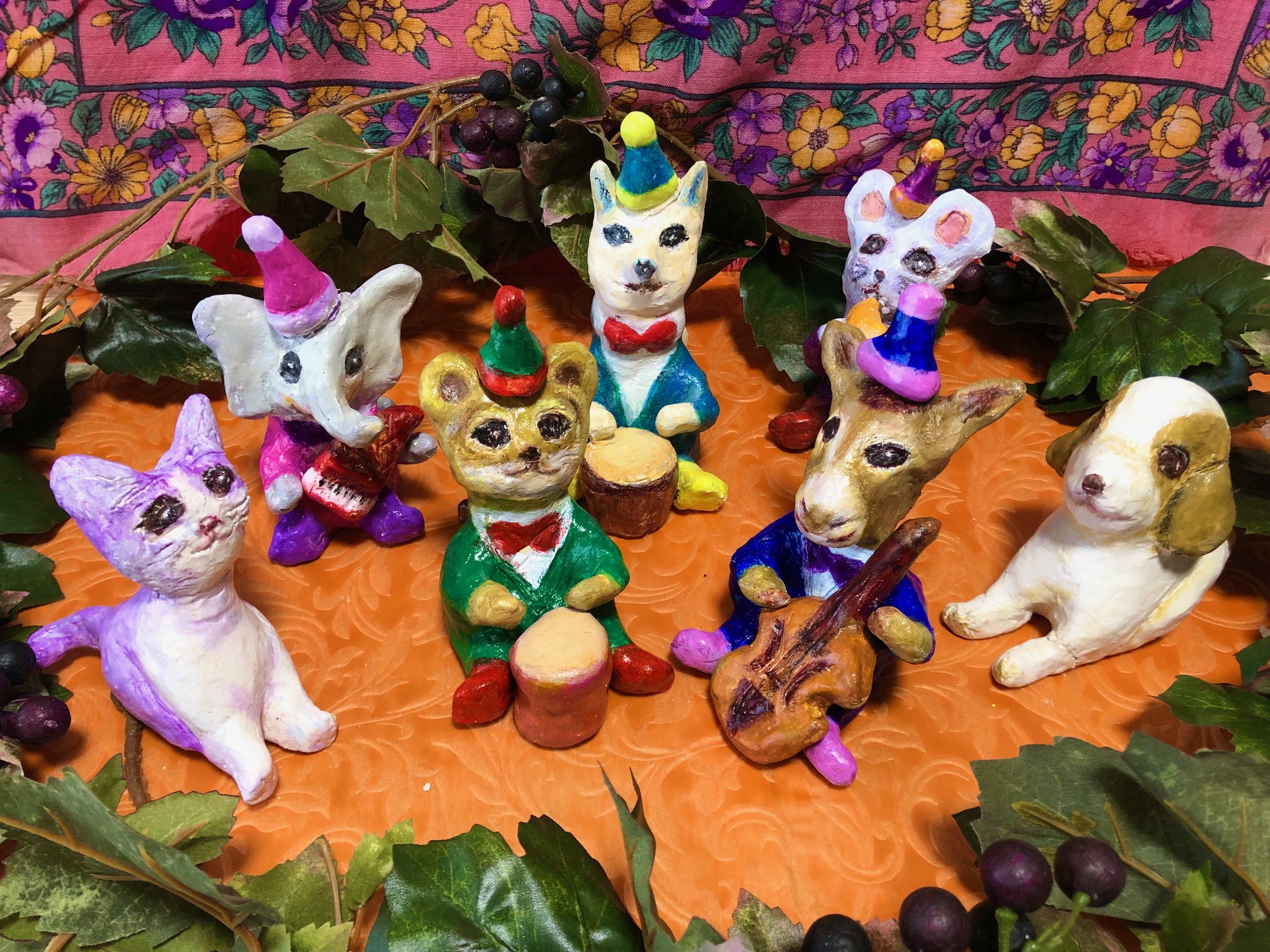 スイカ大サイズ❗️手作り額付き銅版画応用レア絵画 title「てこてこニャンコ」